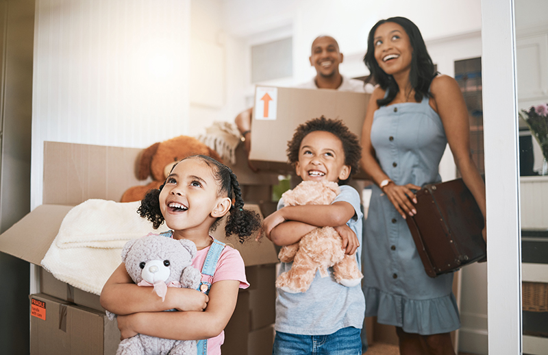 family moving in to a house