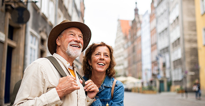 retired couple smiling