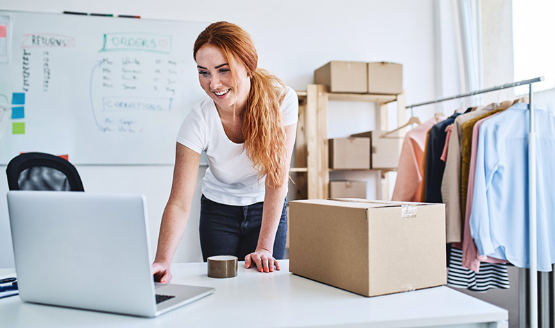 woman working on computer in office